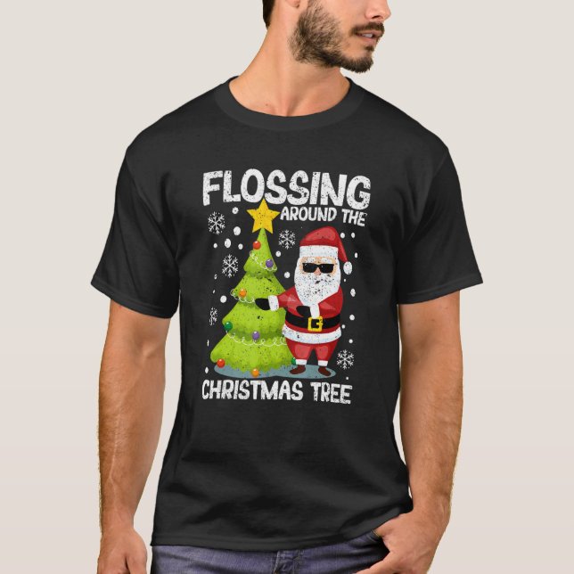 Camiseta Flossing Around The Christmas Tree Santa Claus Flo (Anverso)
