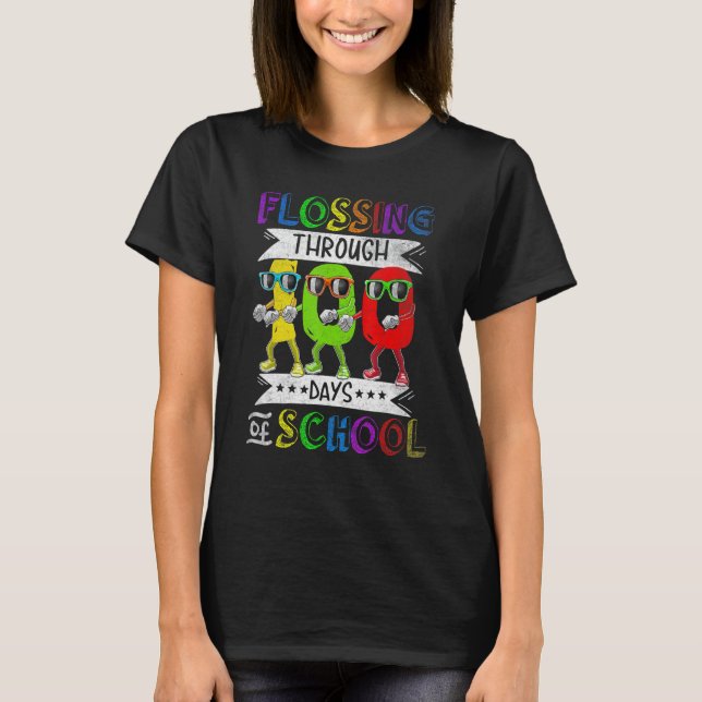 Camiseta Flossing through 100 Days of School 100th Day Smar (Anverso)