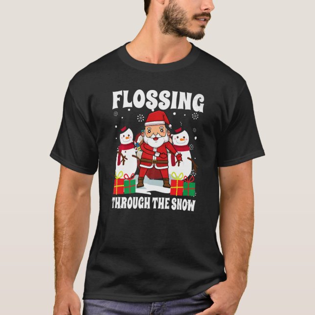 Camiseta Flossing Through The Snow Santa Claus floss Christ (Anverso)
