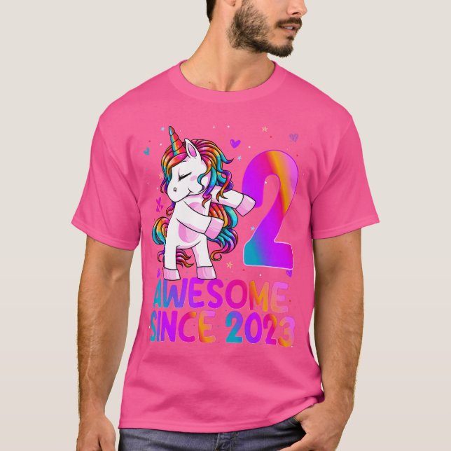 Camiseta Flossing Unicorn 2 Year Old 2Nd Birthday Girl Unic (Anverso)