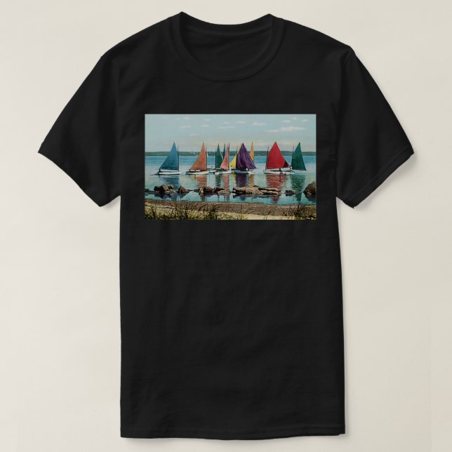 Camiseta Flota arcoiris de Nantucket, lanchas de vela, 1925 (Diseño del anverso)