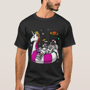 Camiseta Flotador de astronauta espacial montando un unicor