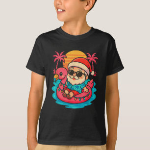Camiseta Flotador de flamenco de Santa Verano Playa Navideñ