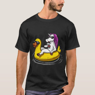 Camiseta Flotador de pato de baño montando unicornio