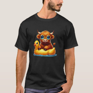 Camiseta Flotador de pato de vaca de las Highlands lindo Vi