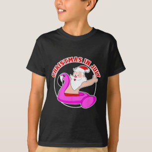 Camiseta Flotador de piscina de flamenco de Santa de Navida