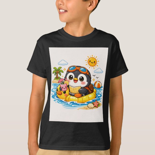 Camiseta Flotador de Playa de Pingüino (Anverso)