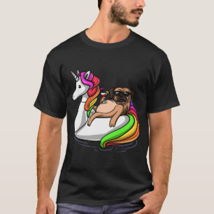 Camiseta Flotador de unicornio montado por pug