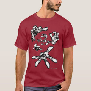 Camiseta flotante surrealista de las manos