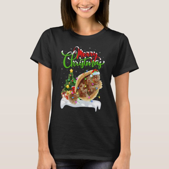 Camiseta Flounder Fish   Xmas Decoration Santa Flounder Chr (Anverso)
