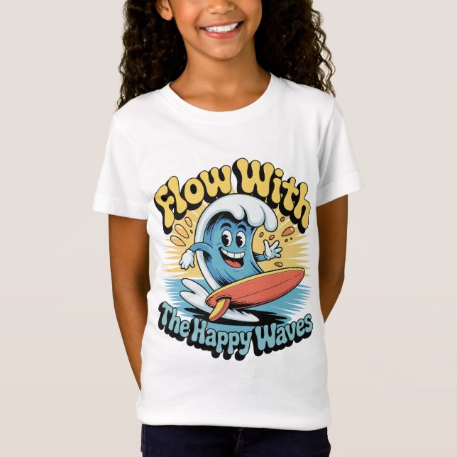 Camiseta Flow With The Happy Waves Kids Surf Shirt (Anverso)