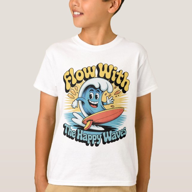 Camiseta Flow With The Happy Waves Kids Surf Shirt (Anverso)