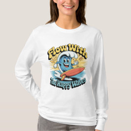 Camiseta Flow With The Happy Waves Retro Surf Vibes Women's