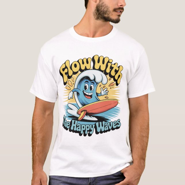 Camiseta Flow With The Happy Waves Surf Style Men’s Tee (Anverso)