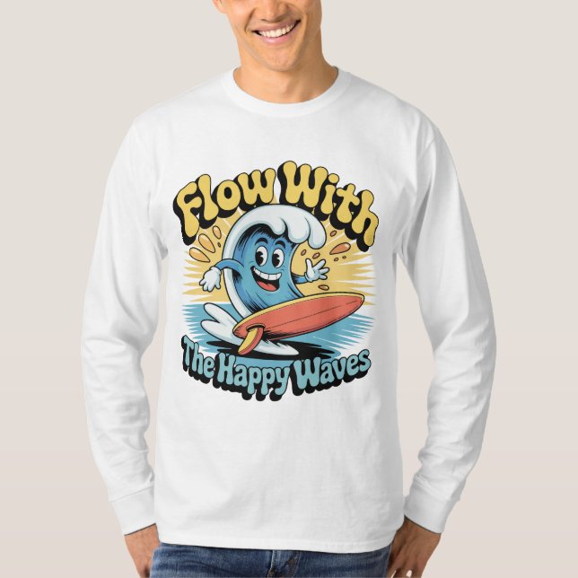 Camiseta Flow With The Happy Waves Surf Style Men’s Tee (Anverso)