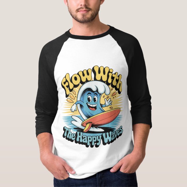 Camiseta Flow With The Happy Waves Surf Style Men’s Tee (Anverso)