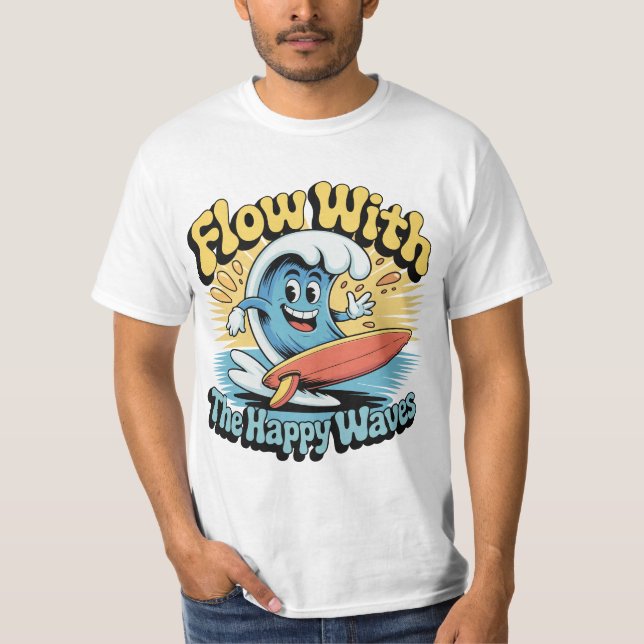 Camiseta Flow With The Happy Waves Surf Style Men’s Tee (Anverso)