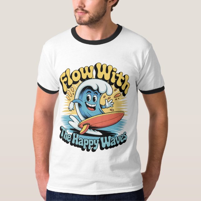 Camiseta Flow With The Happy Waves Surf Style Men’s Tee (Anverso)