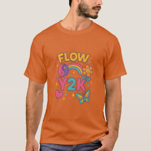 Camiseta Flow Y2K Flor de Arcoíris vintage