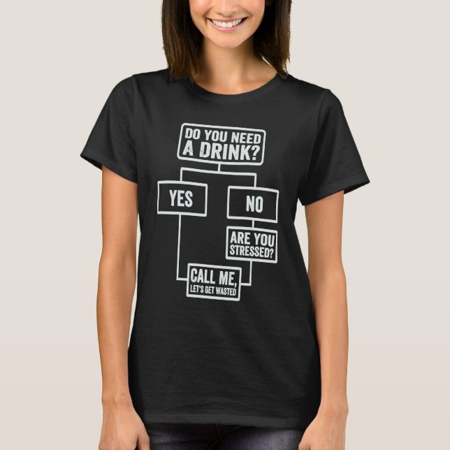 Camiseta Flowchart  Do You Need A Drink  Monday Work  1 (Anverso)