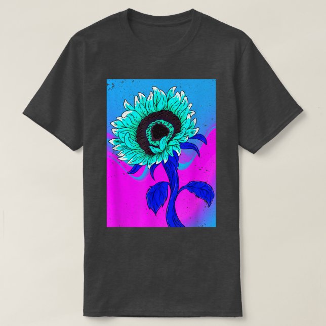 Camiseta Flower Amarilla Synthwave Retro Vaporwave Sunflowe (Diseño del anverso)