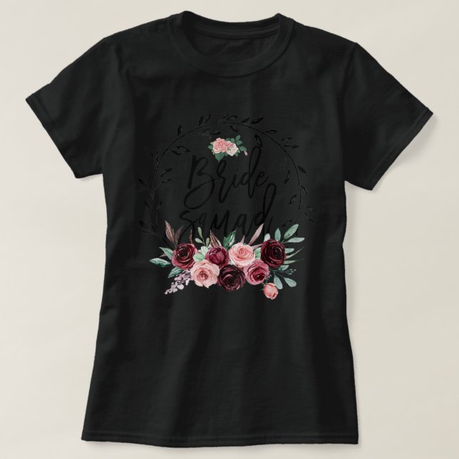 Camiseta Flower Bride Squad Bridal Shower Wedding Bachelore (Diseño del anverso)