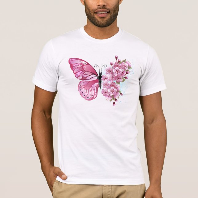 Camiseta Flower Butterfly with Pink Sakura (Anverso)