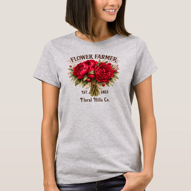 Camiseta Flower Farmer Vintage Peony Bouquet Custom (Anverso)