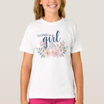 Camiseta Flower Girl Pink Floral Wedding T-Shirt<br><div class="desc">Make your flower girl feel extra special with this fun t-shirt!</div>