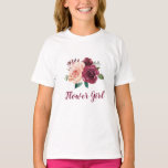 Camiseta Flower Girl Rubor Pink Burgundy Rosa Floral<br><div class="desc">Esta camiseta chica de flores presenta un diseño acuático con rosas rosa y borgoñona. También están disponibles los elementos coincidentes. Visite nuestra tienda o vea nuestras páginas de colección para ver el rango completo.</div>