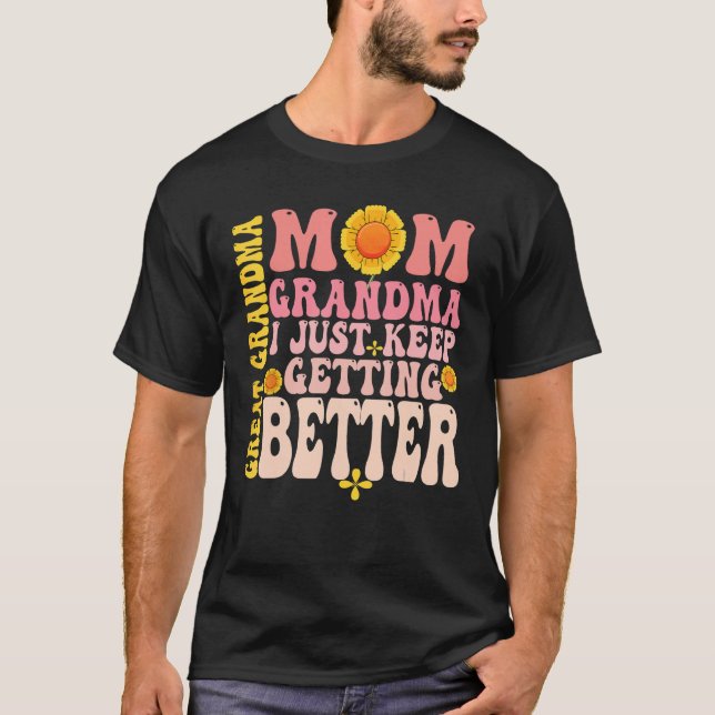 Camiseta Flower Groovy Mother s Day Great Grandma I Just Ke (Anverso)