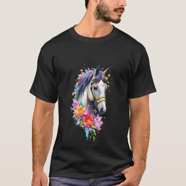 Camiseta Flower Horse Spring Nature Amantes Del Caballo Par (Anverso)