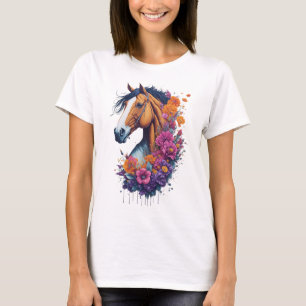 Camiseta Flower Horse Spring Nature Amantes Del Caballo Par