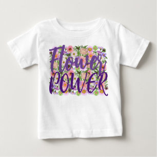 Camiseta Flower power bebé top morado boho actitud