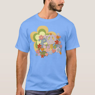 Camiseta Flower Power Peace and Love Retro Design