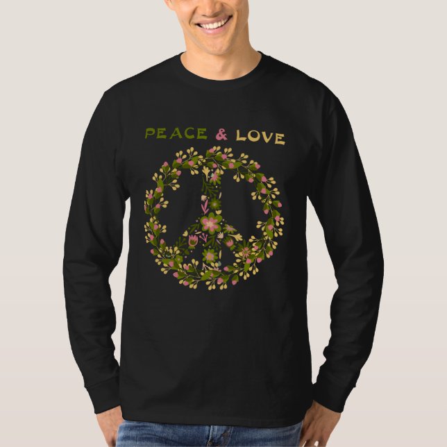 Camiseta Flower Power Peace Love  60s 70s Hippie Costume (Anverso)