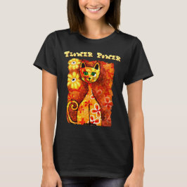 Camiseta Flower Power Retro Whimsical Cat Personalized