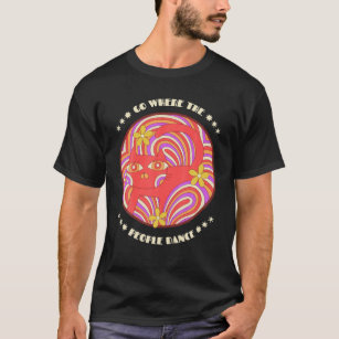 Camiseta Flower Power Trippy Cat 60S 70S 80S Theme Party Co