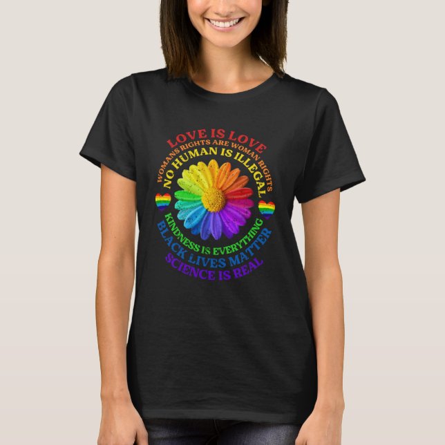 Camiseta Flower Rainbow Human Black Lives Rights Science LG (Anverso)