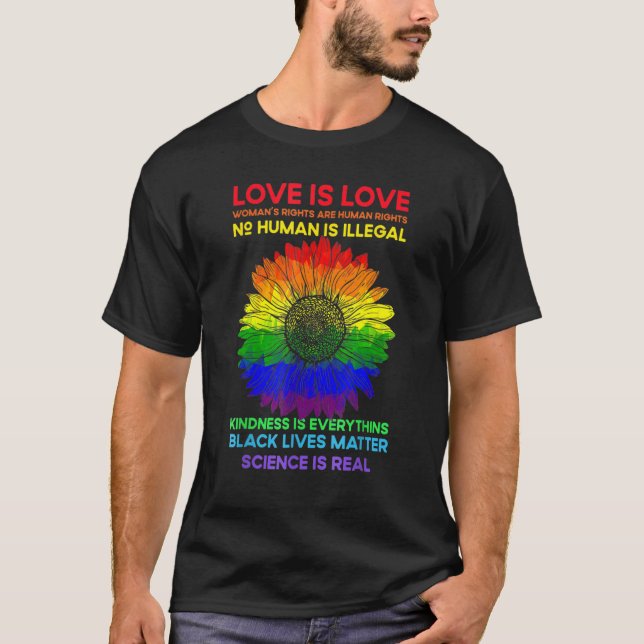 Camiseta Flower Rainbow Human Black Lives Rights Science Lg (Anverso)