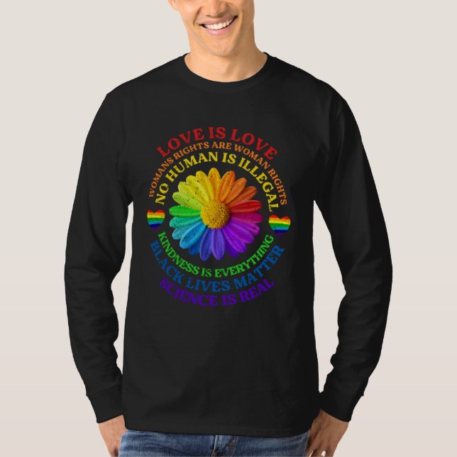 Camiseta Flower Rainbow Human Black Lives Rights Science LG (Anverso)
