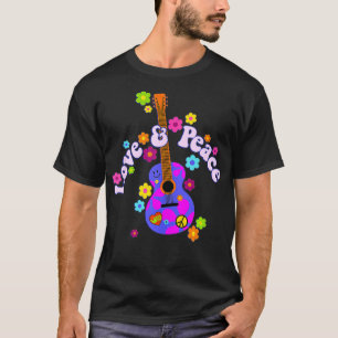 Camiseta Flower Retro Poder Guitarra Amor Y Paz 2 Fan F