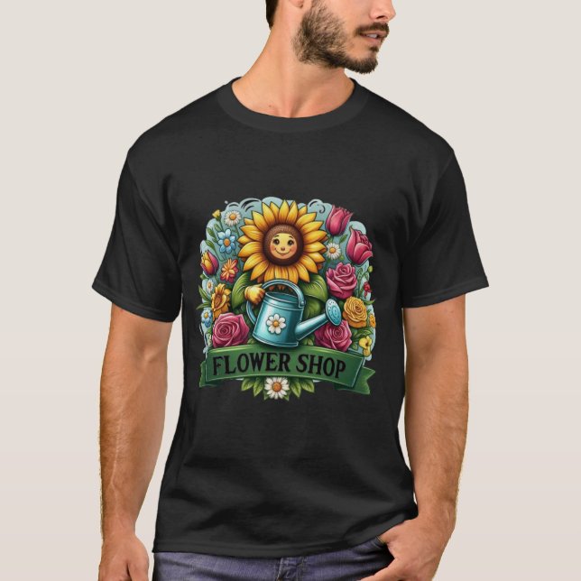 Camiseta Flower Shop Sunflower with Watering Can (Anverso)