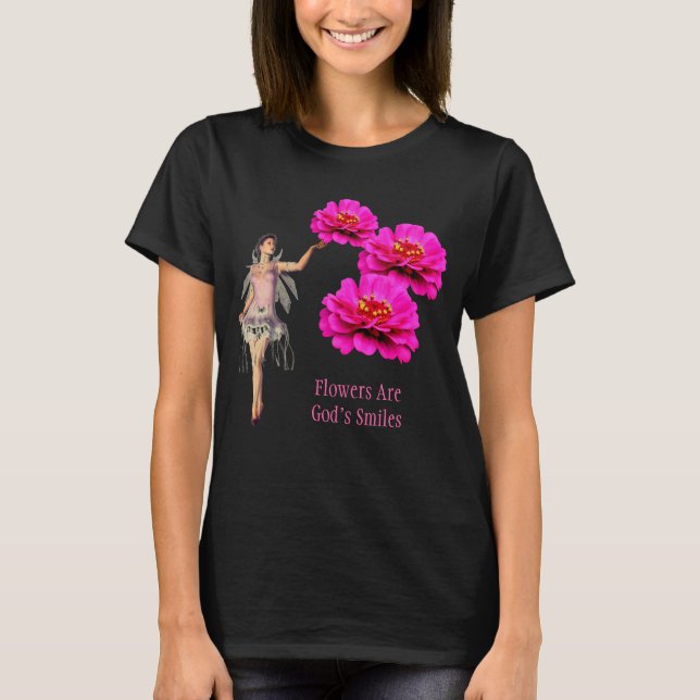 Camiseta Flowers Are God's Smiles Inspirational Dark (Anverso)