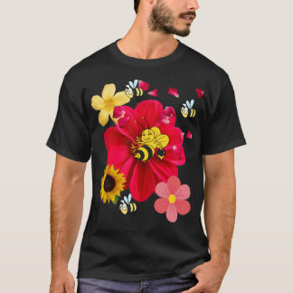 Camiseta Flowers Bee Funny Retro style Novelty Nature
