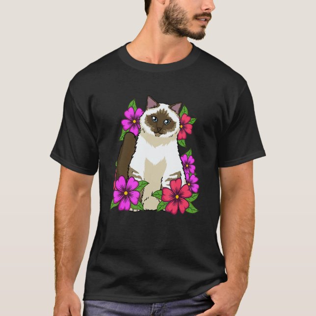 Camiseta Flowers Birman Cat Women Girls Cat (Anverso)