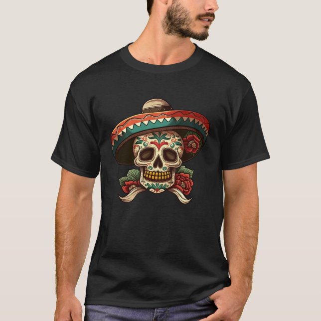 Camiseta Flowers Cinco De mayo Mexican Sugar Skull Dia de L (Anverso)