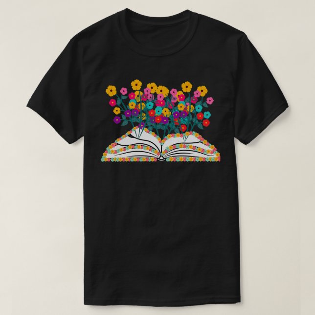 Camiseta flowers growing from bookBack to school gift Class (Diseño del anverso)