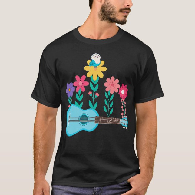 Camiseta Flowers Ukulele Hawaiian Musician Acoustic Uke (Anverso)