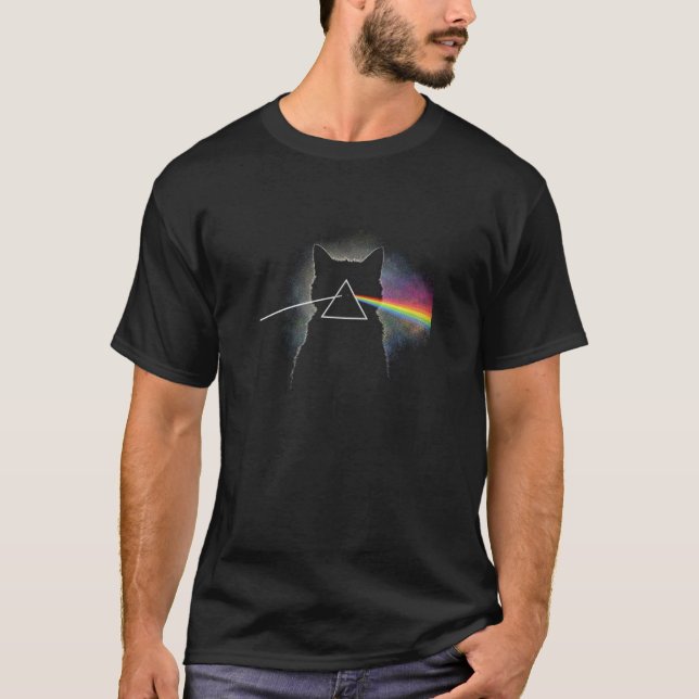 Camiseta Floyd Cat Parody Poster, Psychedelic Prism Cat Art (Anverso)